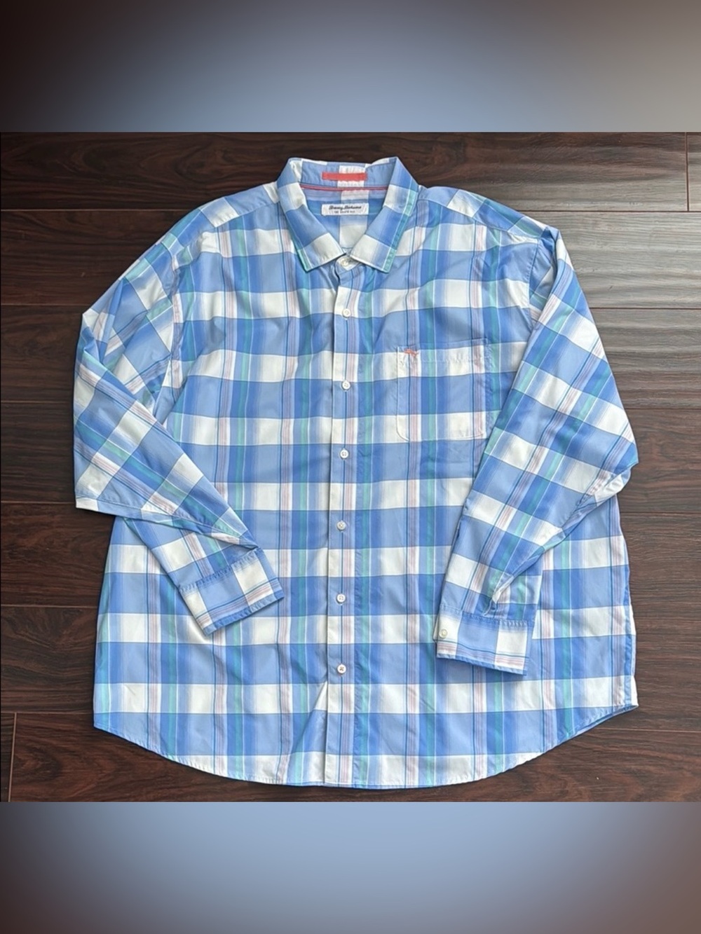 Tommy Bahama Blue White Plaid Button-Down Shirt 2XLB